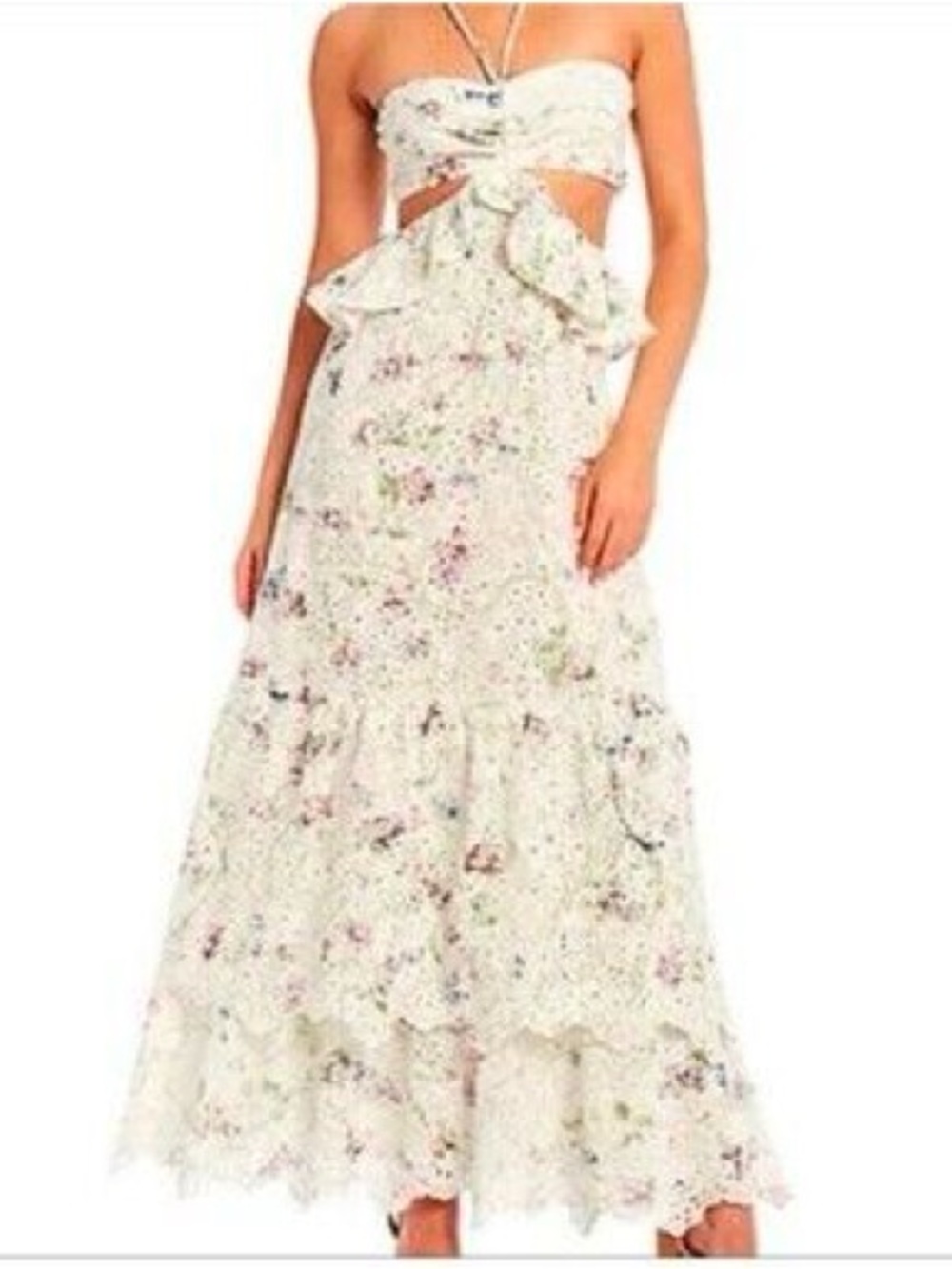 Gianni Bini white floral Eyelet Midi dress size 2